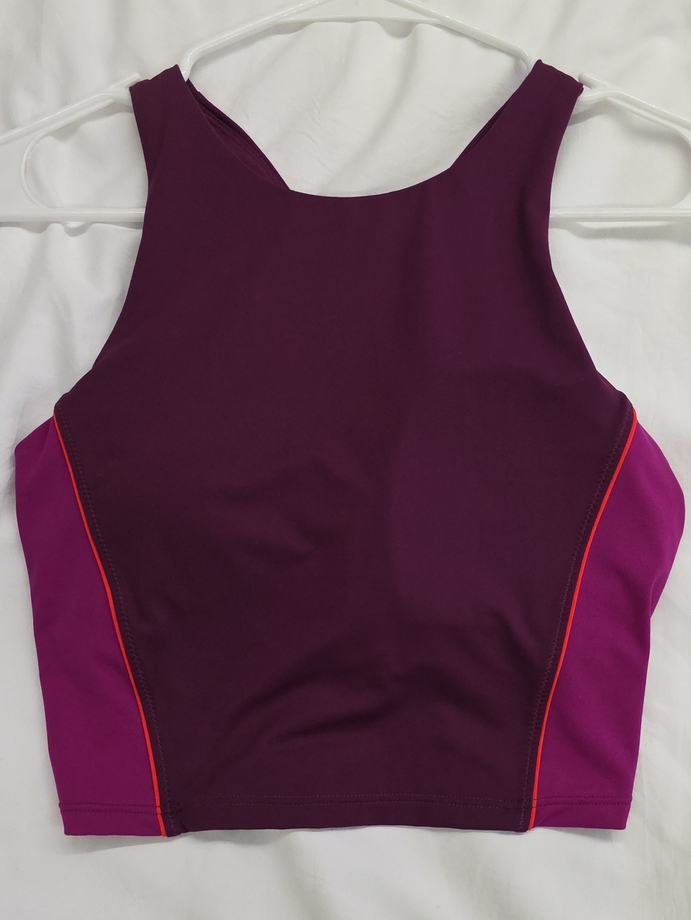 Athleta Crop Swim Tank Bikini Top Purple Magenta Colorblock Size Small